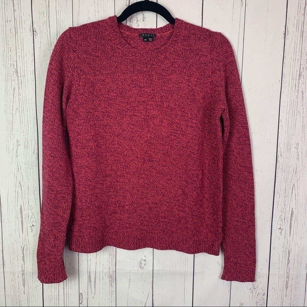 Theory | pink heathered 100% wool crewneck sweater